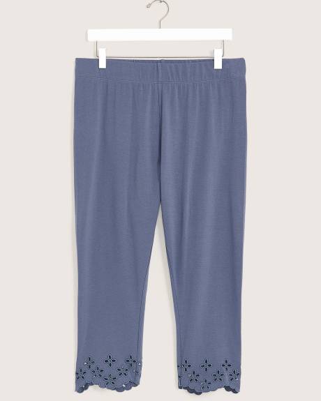 Legging capri tendance avec ourlet brodé