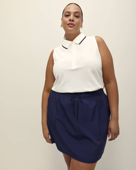 Piqué Sleeveless Polo Top with Ribbed Collar - Active Zone