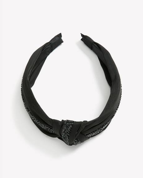 Black Knotted Headband with Glittery Detail