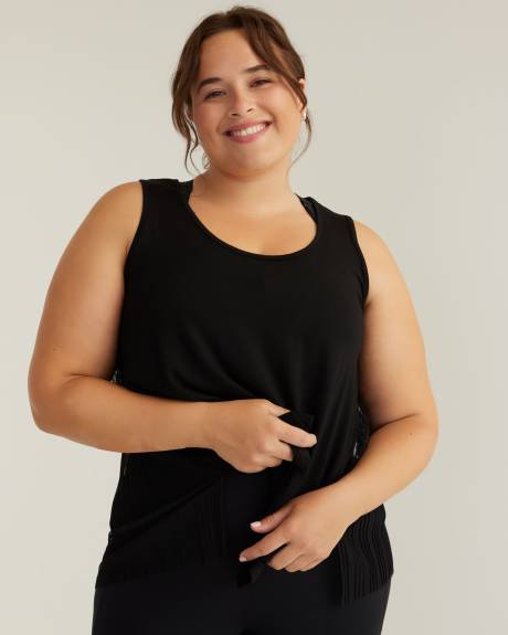 Responsible, Black Tank Top with Pleated Mesh Back - Active Zone