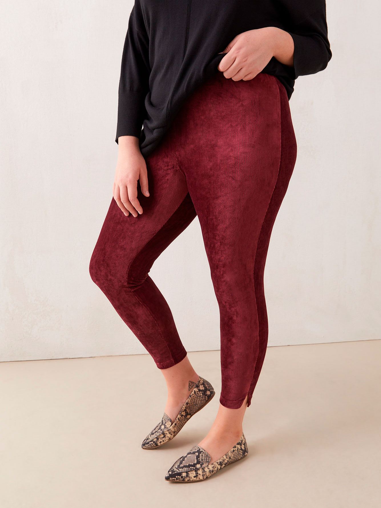 Petite, Fashion Corduroy Legging With Side Slits - In Every Story