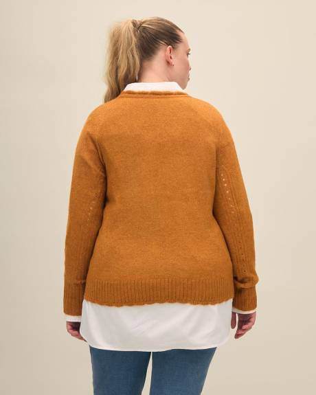Wrap-Front Sweater with Scalloped Hem