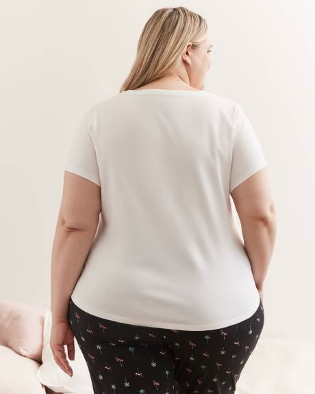 Cotton Pyjama Tee, Flamingo Print - ti VOGLIO
