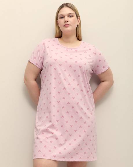 Chemise de nuit en tricot chiné à motif de coeurs - ti Voglio