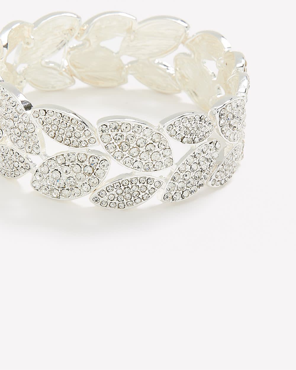 Stretch Bracelet with Rhinestone Leaves