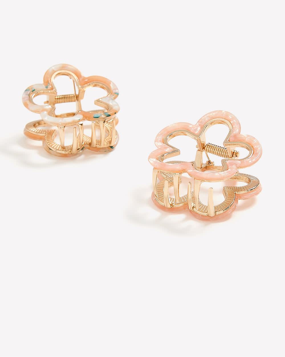 Pinces &agrave; cheveux dor&eacute;es en forme de fleurs, ens. de 2