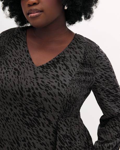 Fit and Flare Blouse with Smocking at Side - Addition Elle