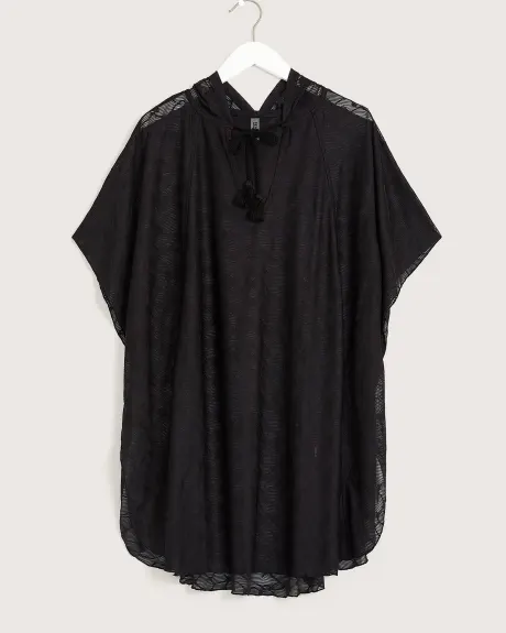 Mesh Knit Cover-Up Swim Dress with Hood
