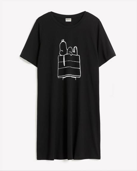 Chemise de nuit noire avec imprimé de Snoopy - ti Voglio