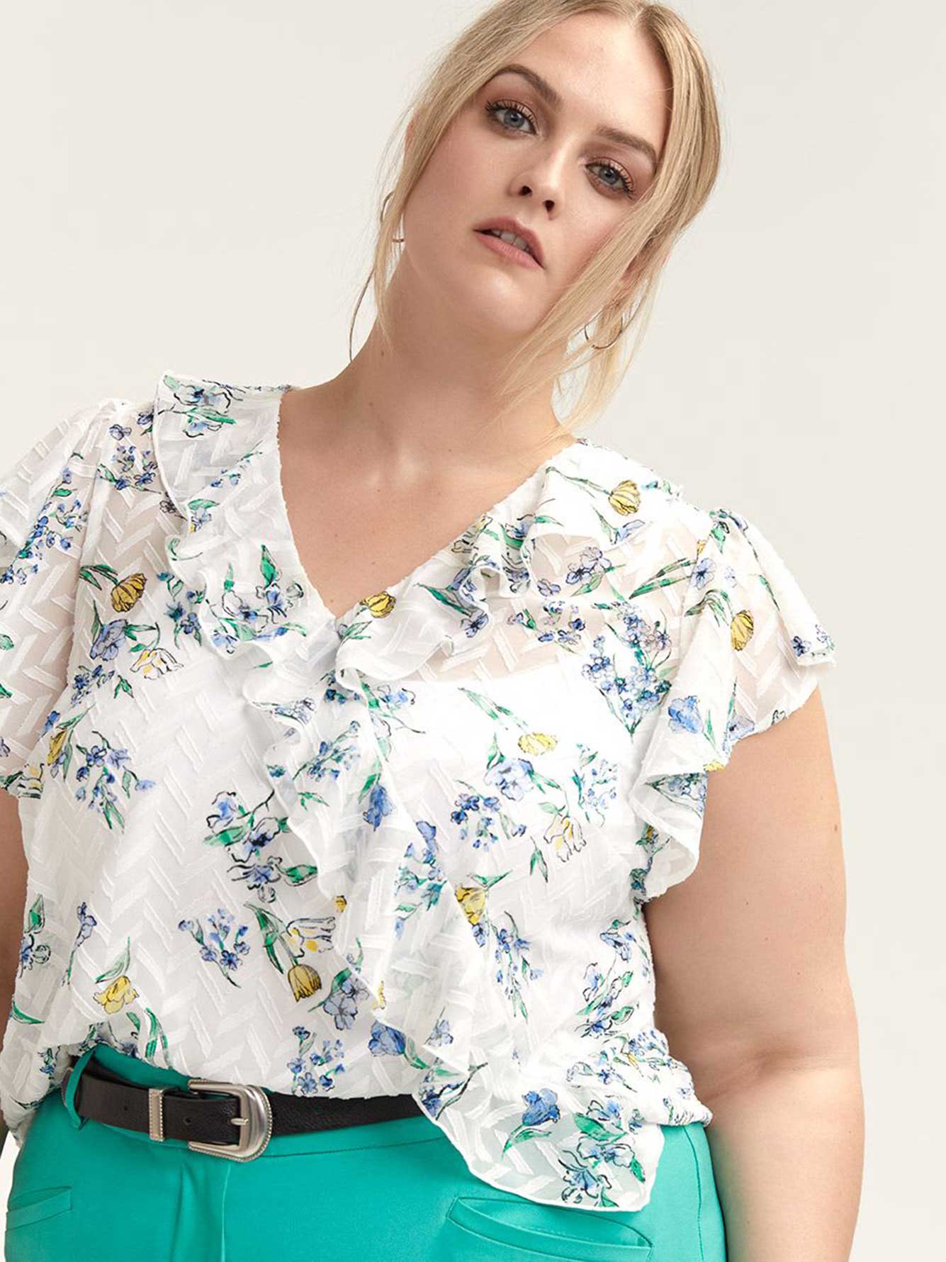 short ruffle sleeve top
