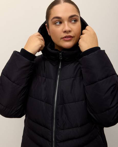Manteau d'hiver matelassé avec côtés froncés