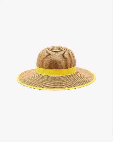 Wide Brim Straw Hat with Velcro Tie