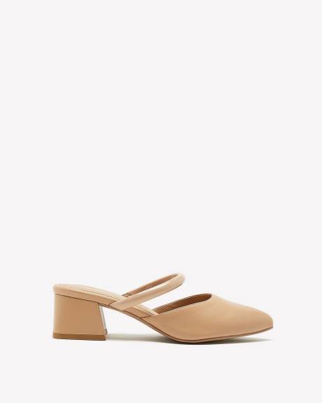Extra Wide Width, Block Flared Kelly Heel Shoe with Pointy Toe