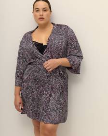 Satin Robe with Lace Details at Sleeve Cuff - Déesse Collection