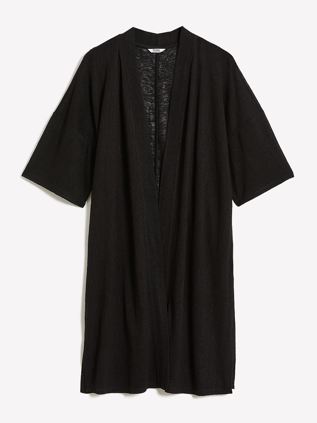 Long Black Cardigan with Kimono Sleeves