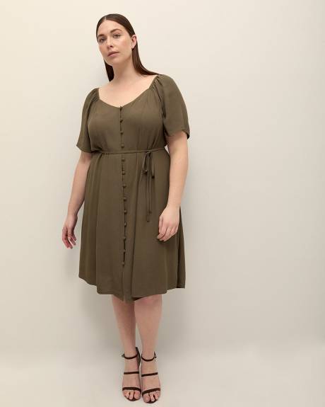 Fit and Flare Buttoned Down Dress - Addition Elle