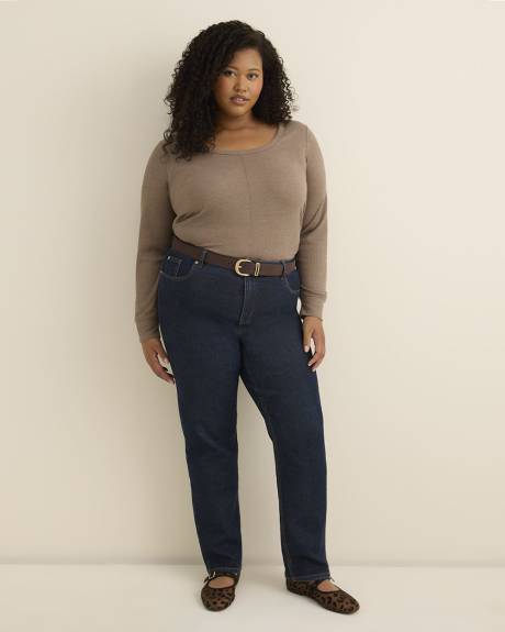 Curvy-Fit Long-Sleeve Waffle Tee - PENN. Essentials