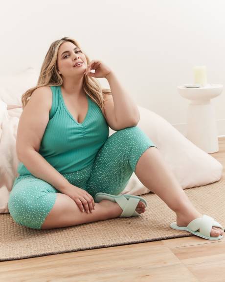 Rib Knit V-Neck Pyjama Tank Top - ti VOGLIO