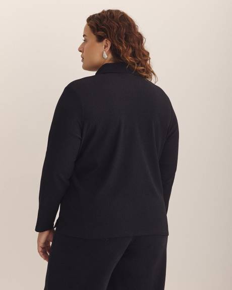 Dark Buttoned-Down Textured Knit Shirt