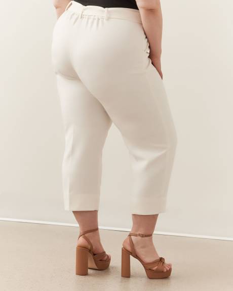 Cropped Straight-Leg Pant with Sash