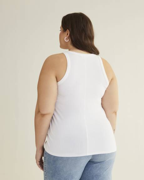 Sleeveless Rib Knit Halter Tank Top