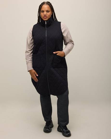 Veste longue matelassée noire avec poches - Active Zone