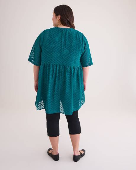 Tunique kimono unie en jacquard tissé