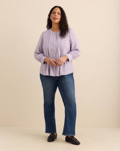 Large Pleat Buttoned Down Swing Blouse