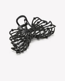 Black Rhinestone Bow-Shaped Hair Claw