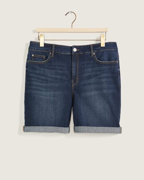 Denim Short With Rolled Hem, Dark Wash - d/C Jeans
