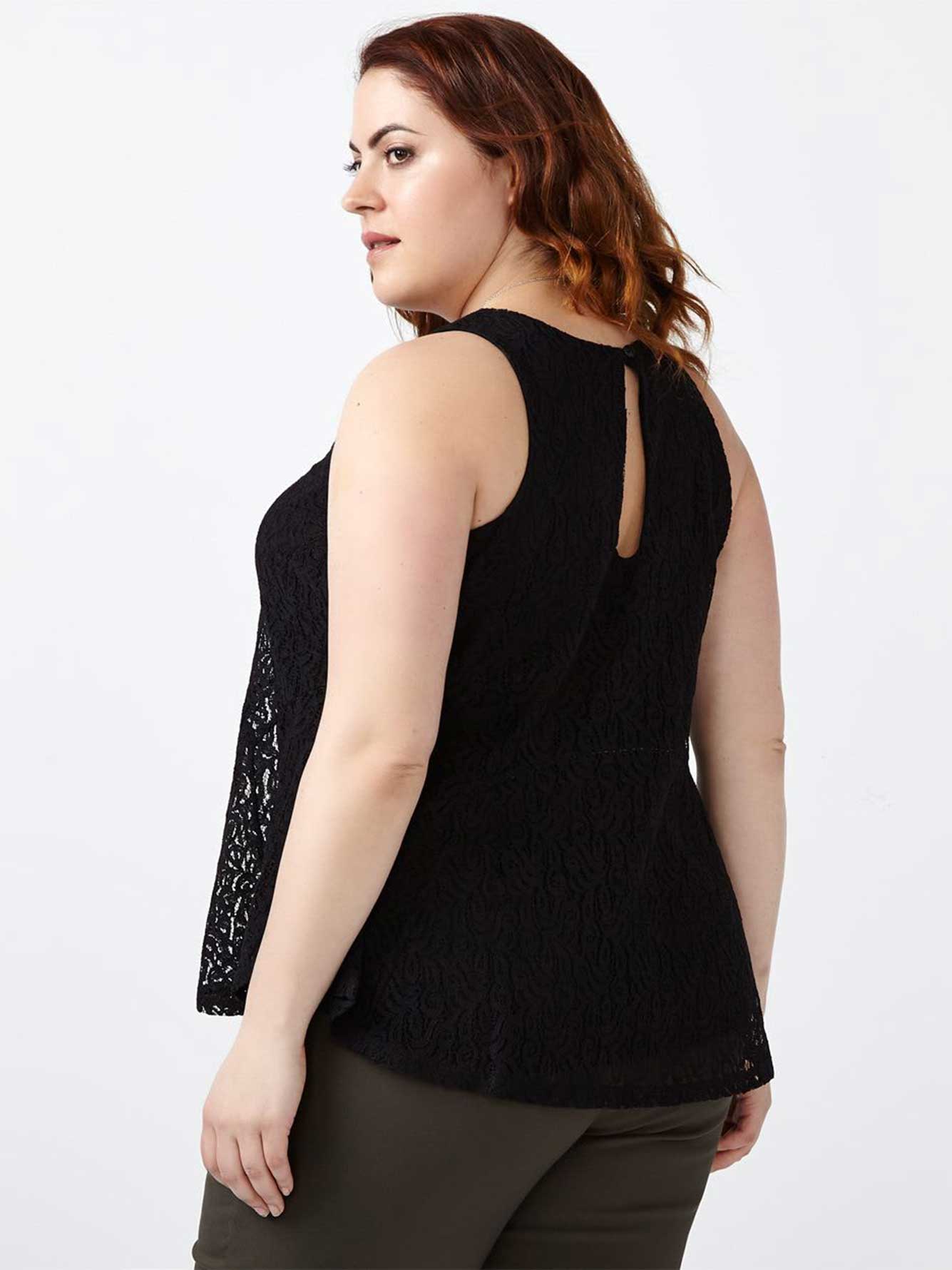 Sleeveless Peplum Lace Top Penningtons