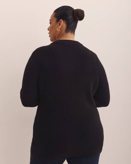 Shaker Stitch Crewneck Tunic Cardigan