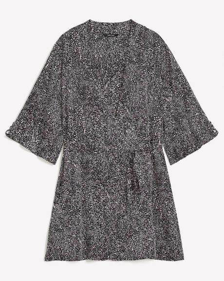 Satin Robe with Lace Details at Sleeve Cuff - Déesse Collection
