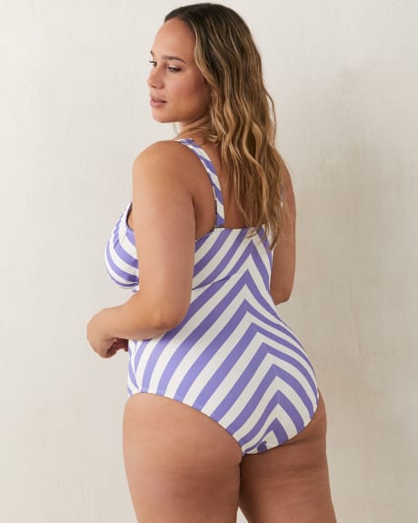 One-Piece Swimsuit With Wrap Front, Printed
