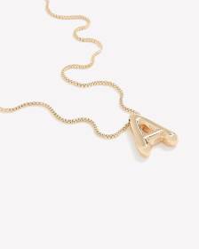 Short Golden Necklace with A-Bubble-Letter Pendant