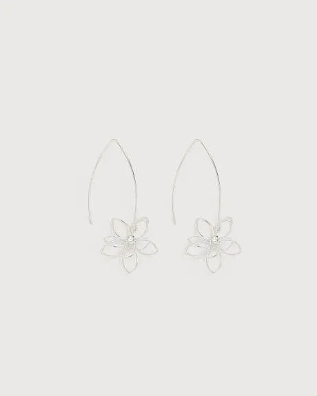 Boucles d'oreilles argentées à pendant floral - Addition Elle