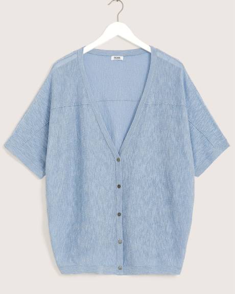 Short Cardigan Cocoon-Shape with 3/4-Sleeve