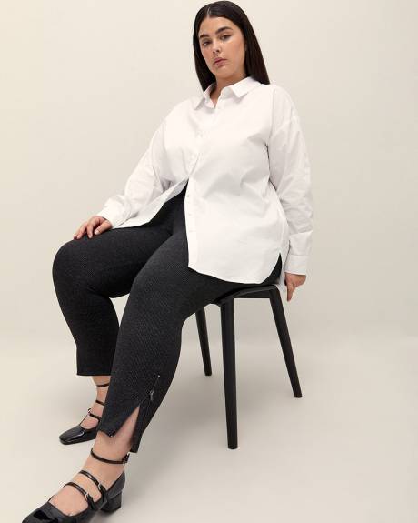 Legging tendance noir texturé avec ourlet à fermeture éclair