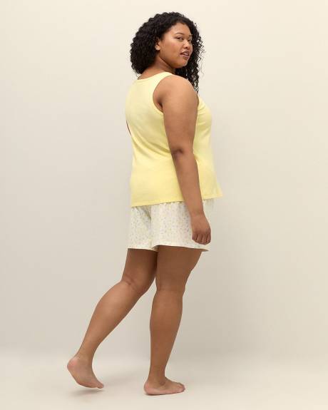 Ensemble de pyjama camisole et boxer en tricot côtelé jaune - ti Voglio