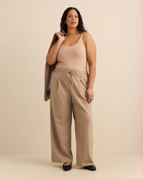 Striped Pull-On Wide-Leg Pant