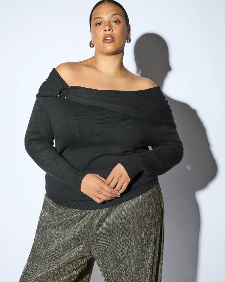 Meredith Shaw x PENN - Black Cold-Shoulder Sweater