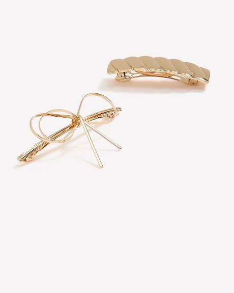 Golden Hair Barrettes, Set of 2