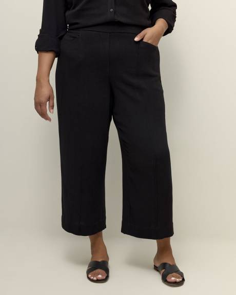 Linen Blend Wide-Leg Cropped Pant