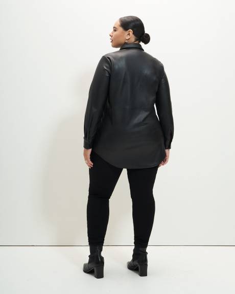 Faux Leather Buttoned Down Tunic - Addition Elle