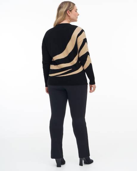 Pull en tricot jacquard avec col en V, coupe carrée - Addition Elle