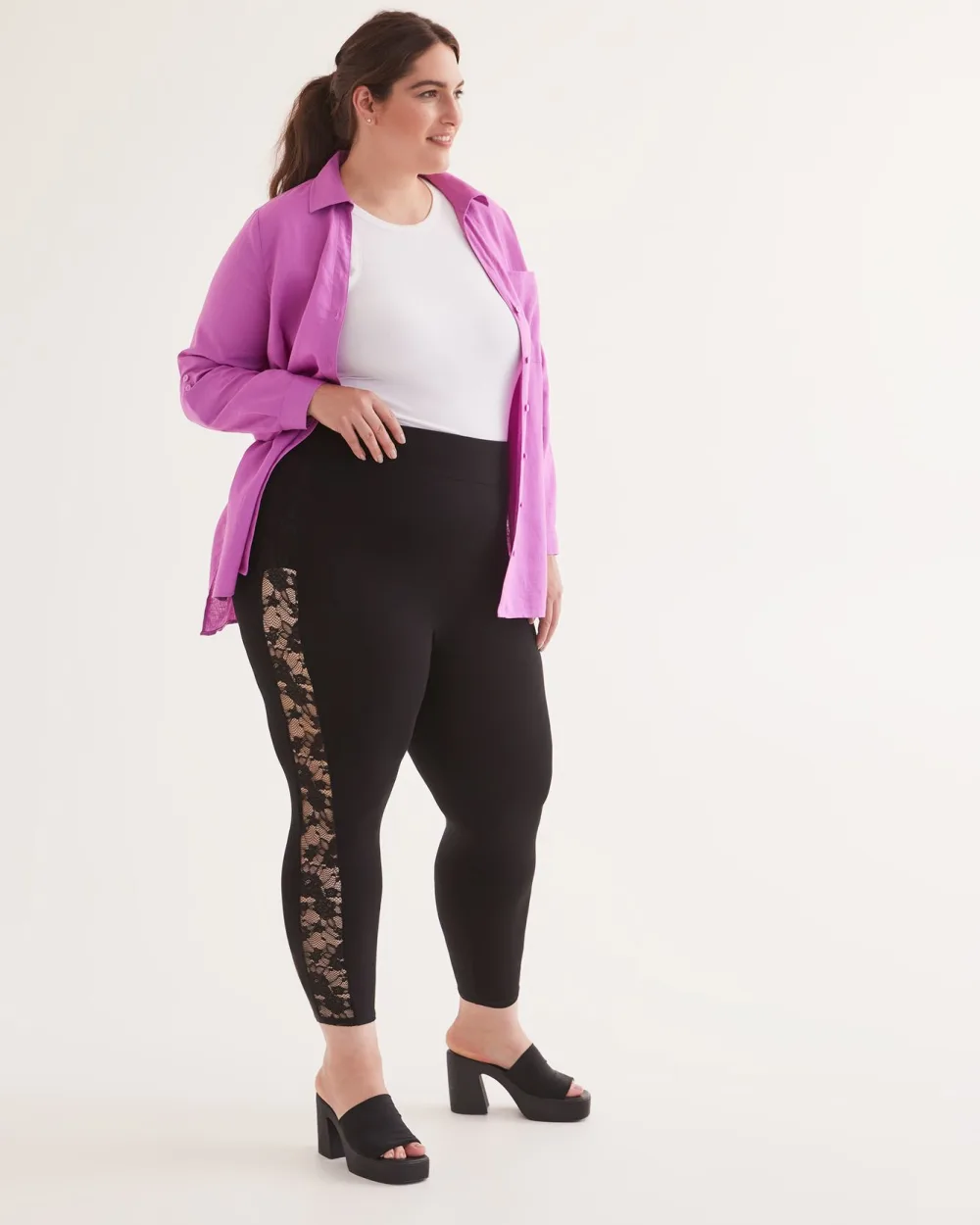 Ankle length leggings with lace outlet