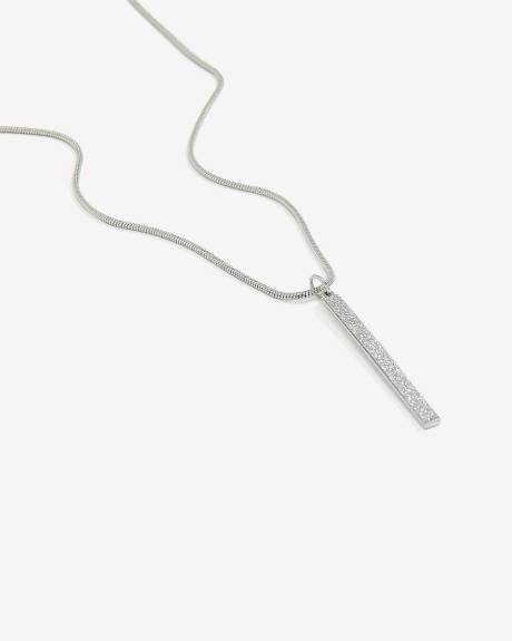 Short Silver Necklace with Paper Glitter Stick Pendant