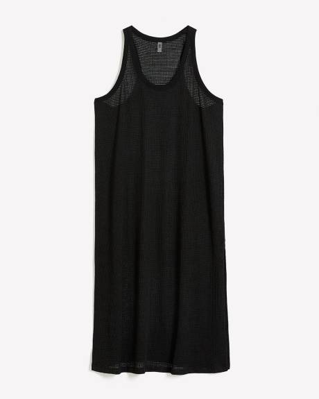 Sleeveless Black Mesh Maxi Swim Cover-Up Dress