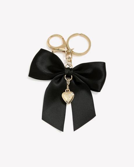Black Bow Keychain / Bag Charm with Heart
