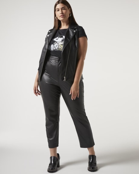 High-Waisted Straight-Leg Faux Leather Pant - Addition Elle